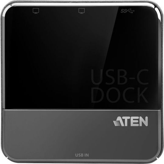 Aten USB-C Dockingstation für Laptops mit HDMI 4K und Bildschirmverbindungen 2 Monitore Schwarz (UH3233)