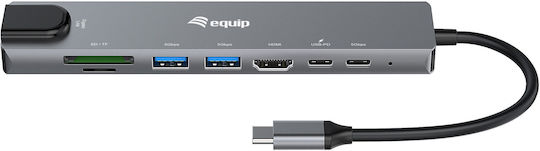 Equip USB-C Docking Station mit HDMI 4K PD Ethernet Schwarz (133497)
