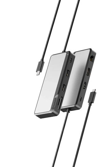 Alogic Fusion USB-C Docking Station with HDMI/DisplayPort PD Ethernet and Support for 2 Monitors Gray
