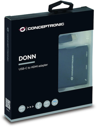 Conceptronic USB-C Docking Station με HDMI 4K PD Μαύρο (DONN01B)