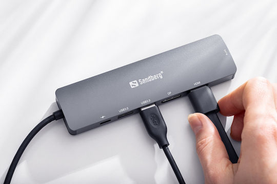 Sandberg USB-C Докинг станция с HDMI/DisplayPort 4K PD Ethernet Черен (136-43)