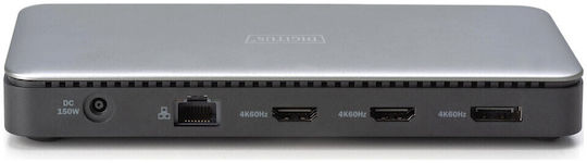 Digitus Usb-C 11-Port USB-C Docking Station με HDMI 4K PD Ethernet Γκρι