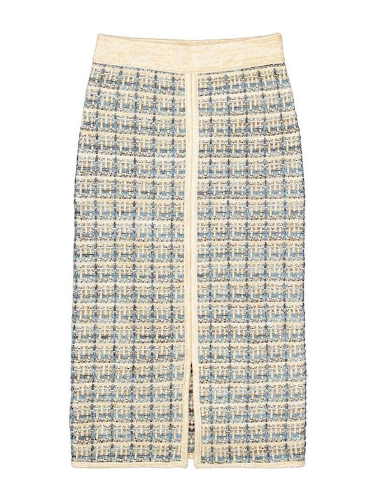 Midi Fustă Beige, Blue