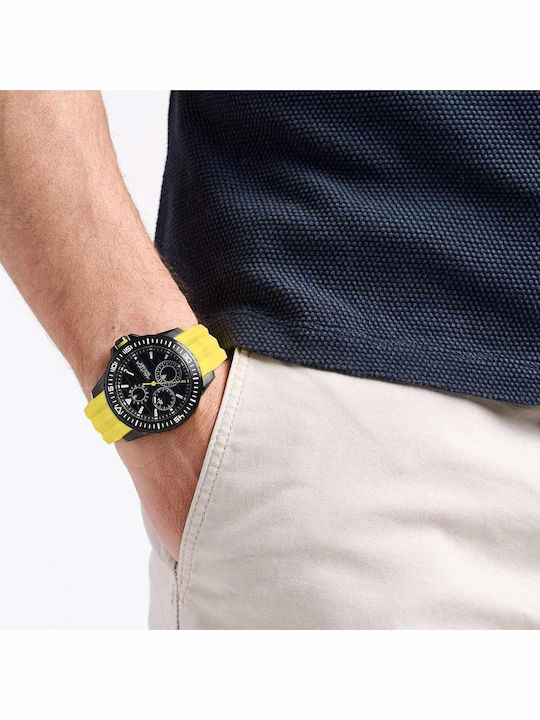 Nautica Men's Watch 44mm Battery With Yellow Rubber Strap