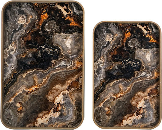 Artekko Glass Rectangular Decorative Tray 32.5x50.7x4.5cm 2pcs