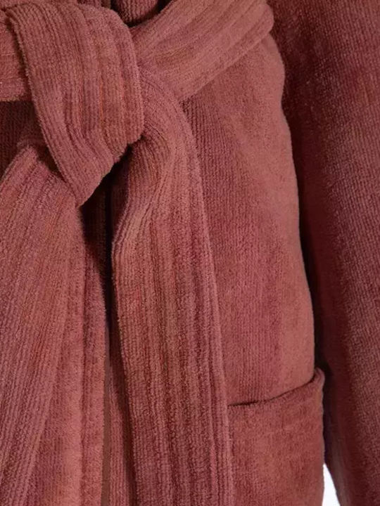 Nef-Nef Homeware Vania Rose Bathrobe with Collar Rose 380gr/m²
