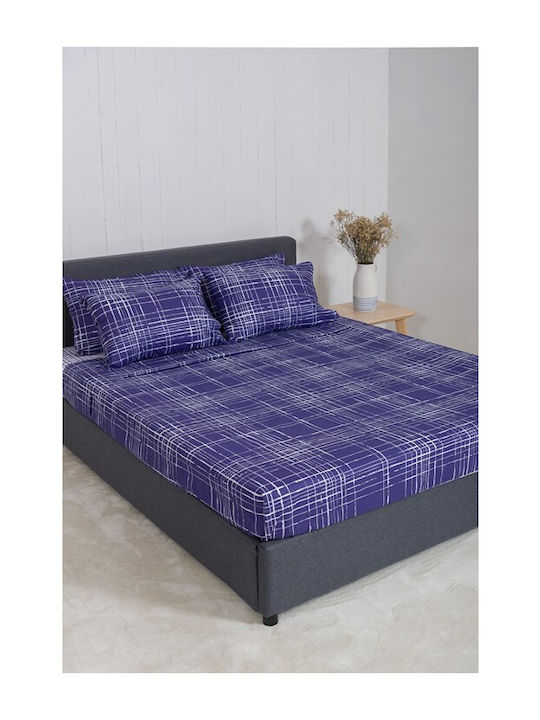 Naf Naf Summit Σετ Σεντόνια King Size με Λάστιχο 240x270εκ. Pacific Blue (4τμχ)