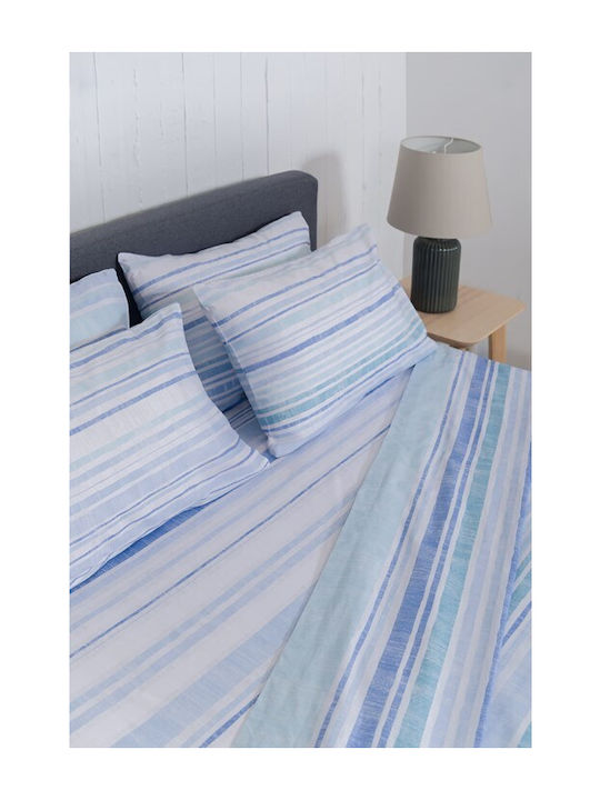 Naf Naf Sheet Sets King Size with Elastic 240x270cm. Summit Blue 4pcs