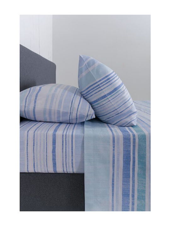 Naf Naf Sheet Sets King Size with Elastic 240x270cm. Summit Blue 4pcs
