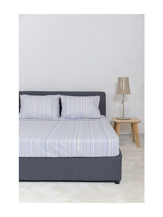 Naf Naf Sheet Sets King Size with Elastic 240x270cm. Summit Blue 4pcs