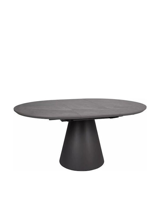 Detroit 920 Round Table Dining Room with Marble Surface Black, Marble Grey 75x75cm