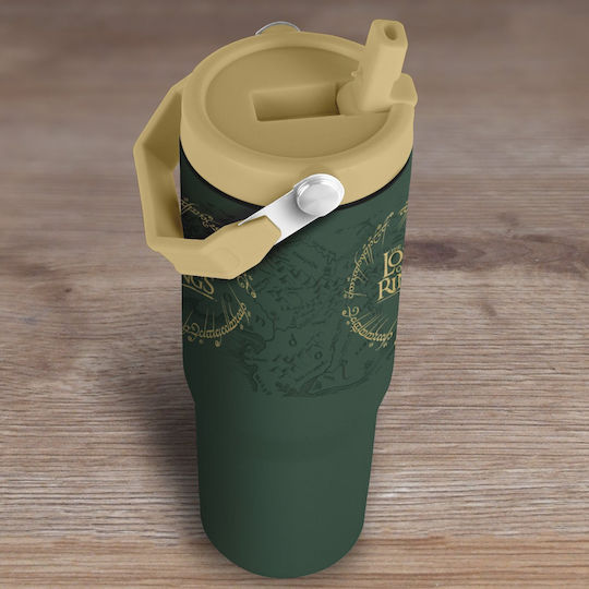 Pyramid International Handled Tumbler Thermos Stainless Steel 880ml Green with Straw and Handle