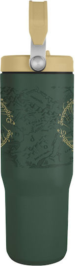 Pyramid International Handled Tumbler Thermos Stainless Steel 880ml Green with Straw and Handle