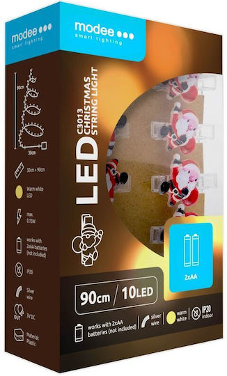10 Λαμπάκια LED 1.2μ. Θερμό Λευκό Μπαταρίας σε Σειρά