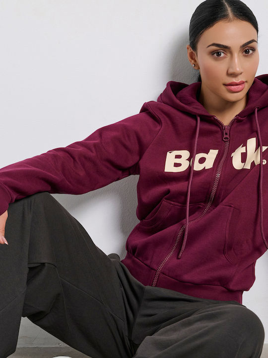 Women's Sweatshirt Jacket Hooded Burgundy