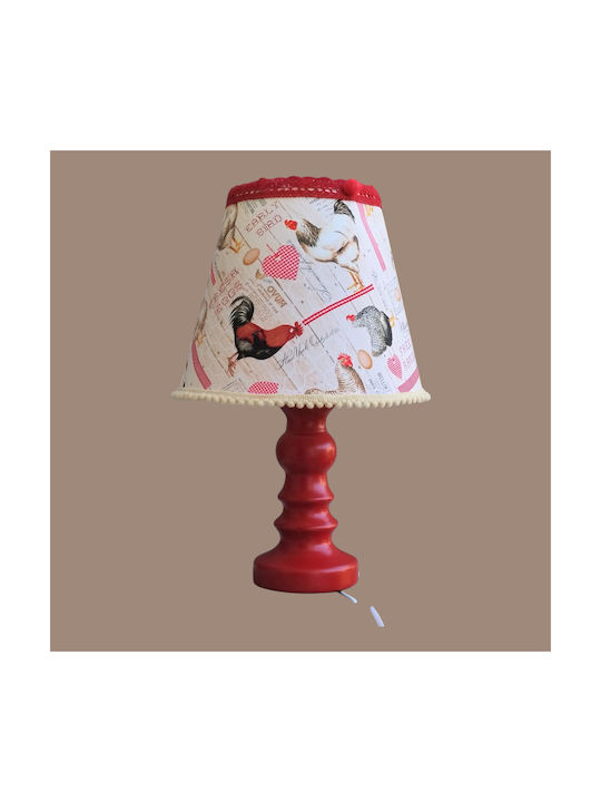 Oxygen Chicken Rooster Table Lamp for Bedside E27 with Red Shade and Base