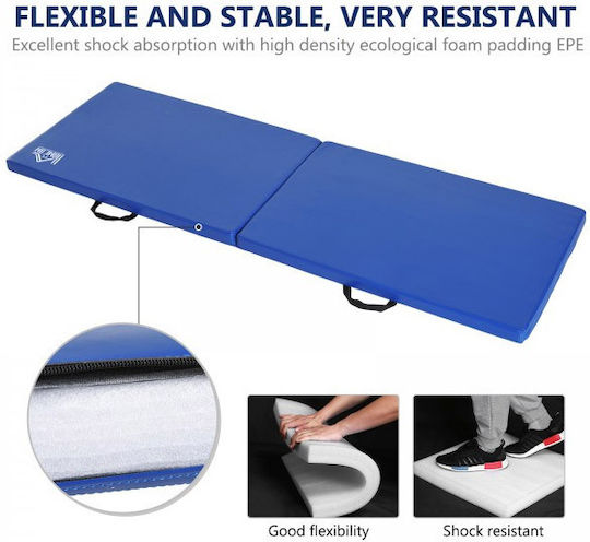 HomCom Klappbare Trainingsmatte Für Kunstturnen Blau (180x60x5cm)