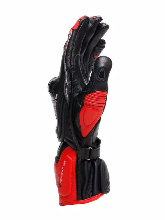 Dainese Fiero Χειμερινά Ανδρικά Γάντια Μηχανής Δερμάτινα Metal Black/Red-Lava/White