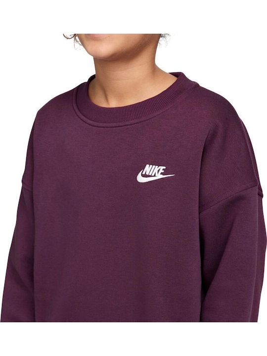 Fleece Παιδικό Φούτερ Μπορντό Sportswear Club