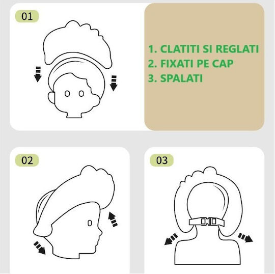 Căciuliță De Duș Flippy Previne Apa Șamponului Să Curga Pe Față 0-12 Ani Reglabilă Din Tpe+Pp 20 X 23 Cm Design Coroană Roz