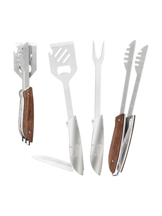 Carl Schmidt Sohn-michelangelo Unealtă Multifuncțională pentru Grătar Oțel Inoxidabil Lemn 26 Cm Argintiu Maro