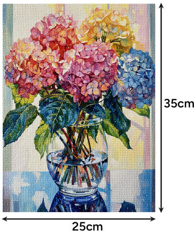 Broderie Mozaic cu Diamante Zola Buchet de Hortensii 40 x 30 Cm