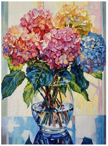 Broderie Mozaic cu Diamante Zola Buchet de Hortensii 40 x 30 Cm