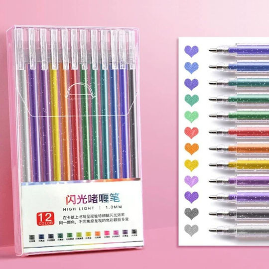 Transparent Glitter Drawing Markers 1mm Set 12pcs