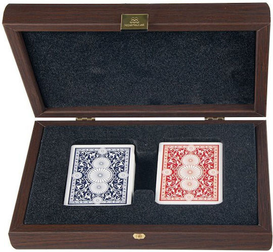 Luxus Kunststoffbeschichtete Kartenspiele In Dunkelbrauner Holzverpackung 24 X 17cm Von Manopoulos
