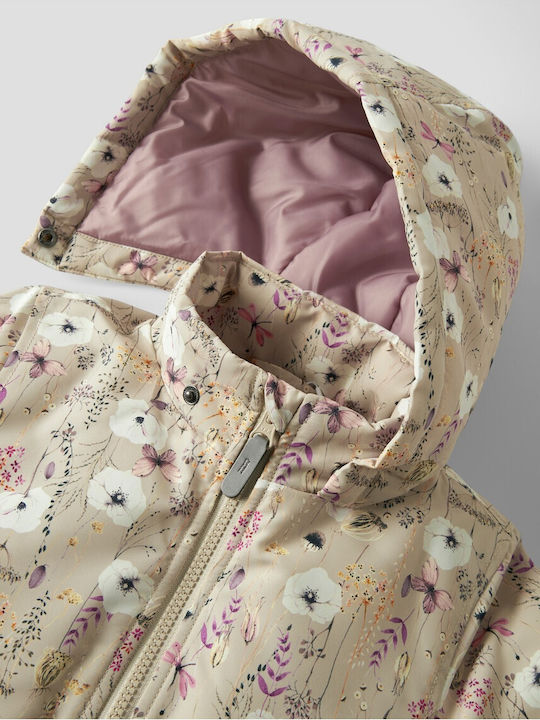Waterproof Kids' Coat Windproof with Lining & Hood Ecru
