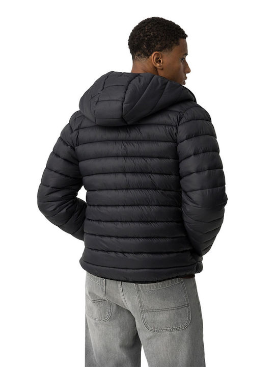 Kids' Quilted Jacket with Hood Black