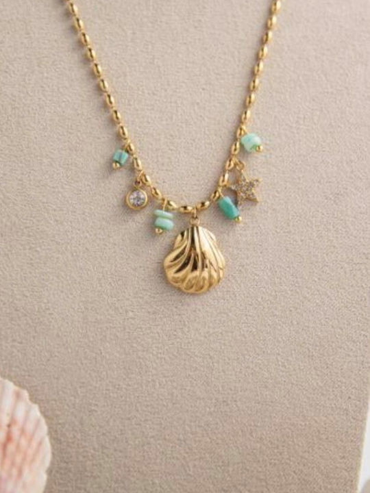 Eluna Gold Plated Blue Necklace