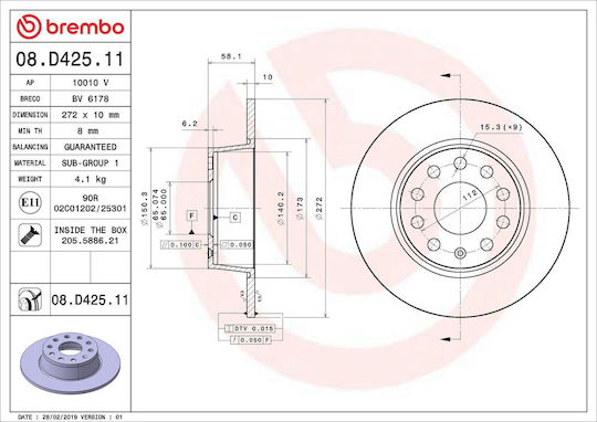 Brembo Brake Disc 08.d425.11