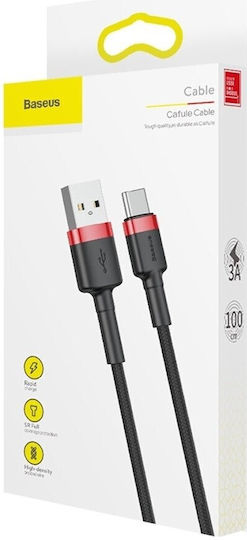 Baseus Cafule USB 2.0 Cable USB-C male - USB-A PD Κόκκινο 1m CATKLF-B91