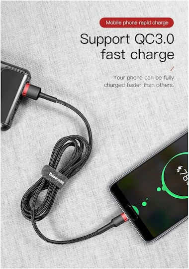 Baseus Cafule USB 2.0 Cable USB-C male - USB-A PD Κόκκινο 1m CATKLF-B91