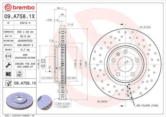Brembo Brake Disc 09.a758.1x