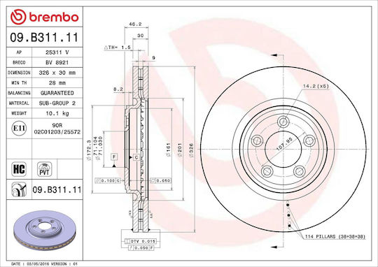 Brembo Спирачен Диск 09.b311.11