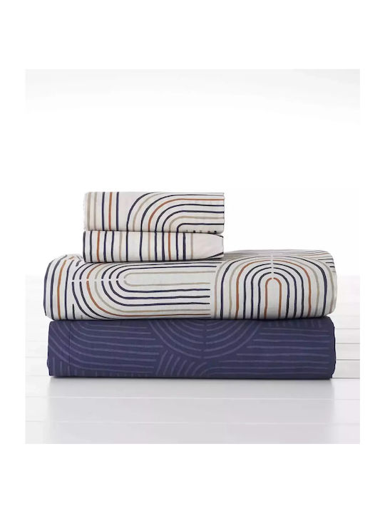 Vesta Home Sheet Sets King Size with Elastic 240x270+35cm. Lorena-1 Kaφe 4pcs