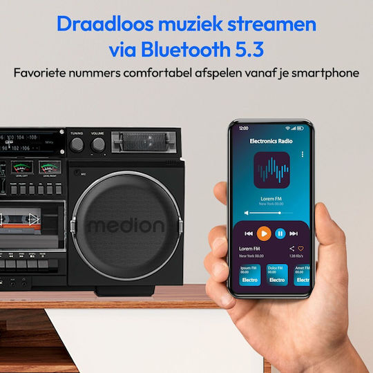 Medion Tragbares Radio-CD-Spieler mit Radio USB Bluetooth Schwarzes