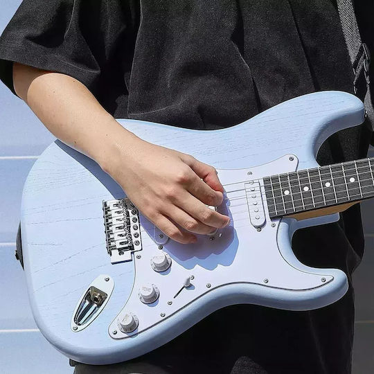 Donner Set Chitară Electrică Stratocaster Neagră cu Husă