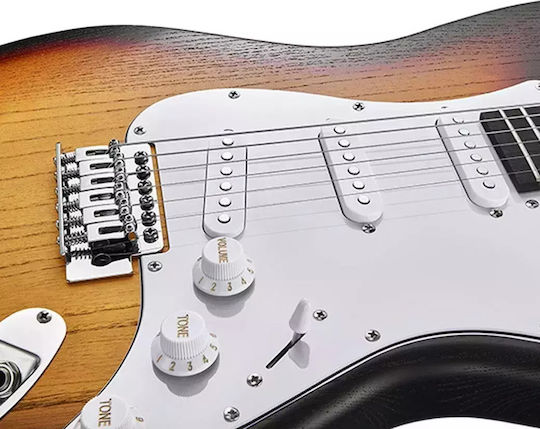 Donner Set Chitară Electrică Stratocaster Neagră cu Husă