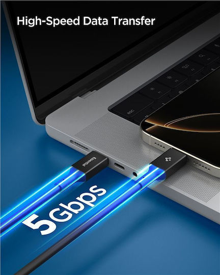 Spigen USB 2.0 Kabel USB-C männlich - USB-C 100W PD Schwarz 1,2m