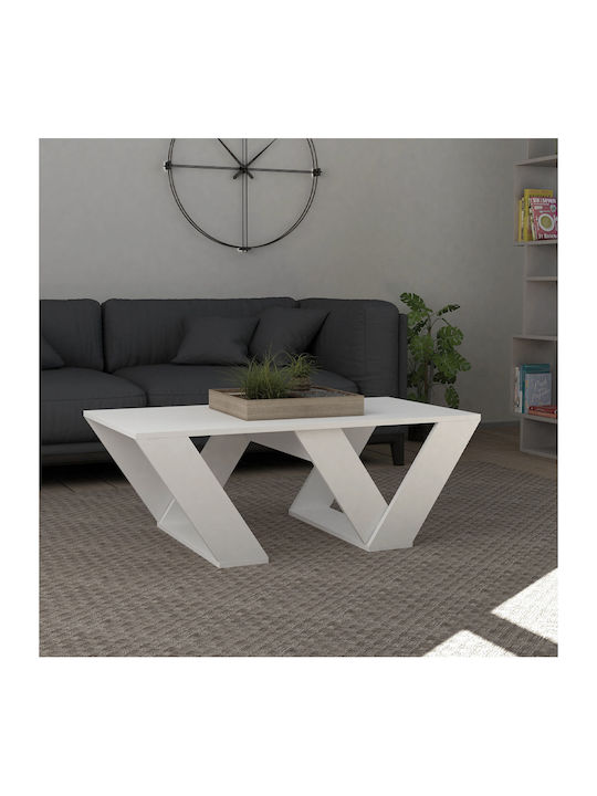 Rectangular Central Coffee Table Pipra Wooden White W110xD60xH40cm