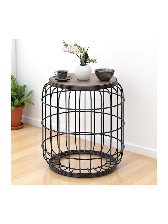 Round Side Table Muller Wooden Black / Walnut M35xW35xH47cm GP030-0038