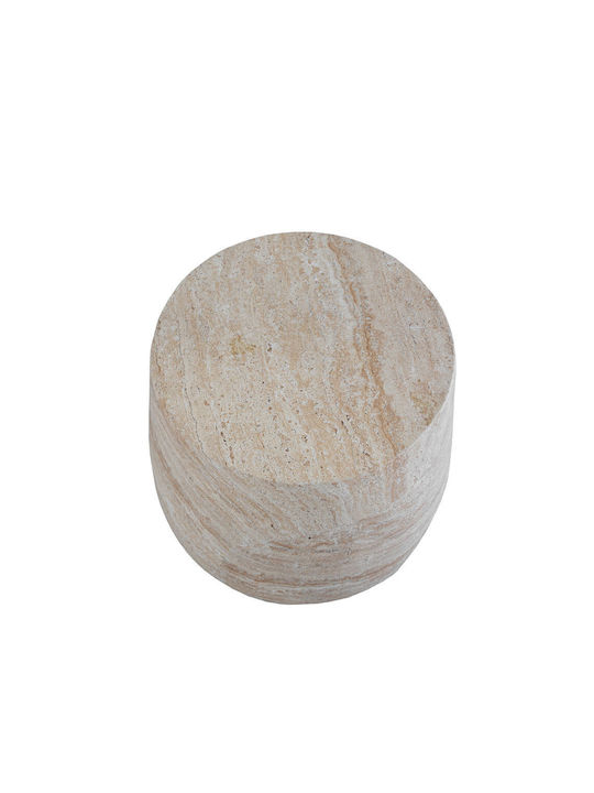Στρογγυλό Βοηθητικό Τραπεζάκι Lithos Beige Μ49xΠ49xΥ41εκ.