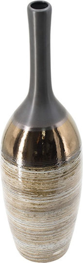 Artekko Evlub Decorative Ceramic Vase Brown Bronze 13.5x13.5x48 Cm