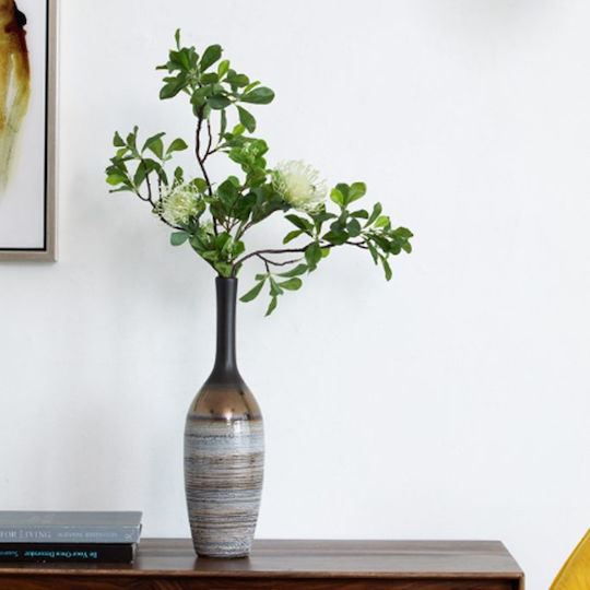Artekko Evlub Decorative Ceramic Vase Brown Bronze 13.5x13.5x48 Cm