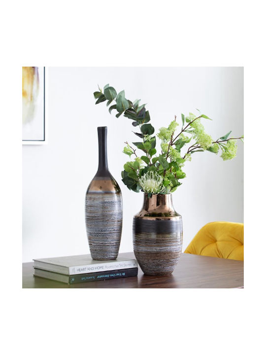 Artekko Evlub Dekorative Keramikvase Braun Bronze 13,5x13,5x48 cm