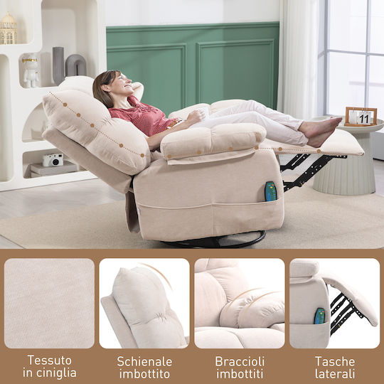 Πολυθρόνα Relax Massage Περιστρεφόμενη Μπεζ 98x90x98cm