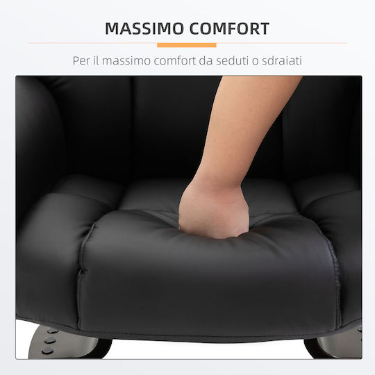 Πολυθρόνα Relax Massage με Υποπόδιο από Δερματίνη Μαύρη 79x82x101cm